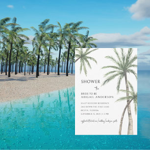 Palm Tree White Bridal Shower Invitation