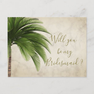 Palm Tree Will You Be My Bridesmaid Invitation Postcard