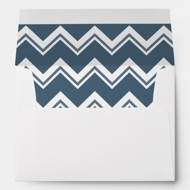 Palm Tree with blue chevron liner wedding Envelope (Back (Bottom))
