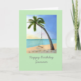 Palm Tree with swing customisable birthday card
