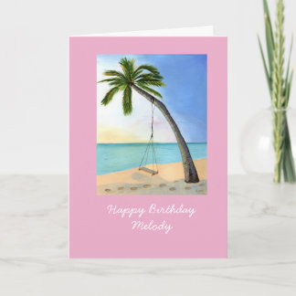 Palm Tree with swing customisable birthday card