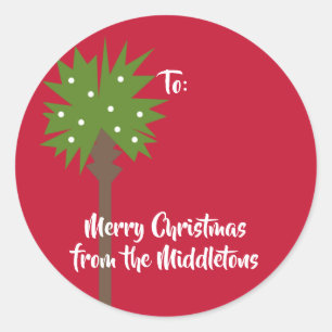 Palm Tree with White Christmas Lights Classic Round Sticker