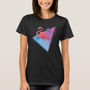 Palm Trees 80s Vaporwave Tropical Bird Animal Flam T-Shirt