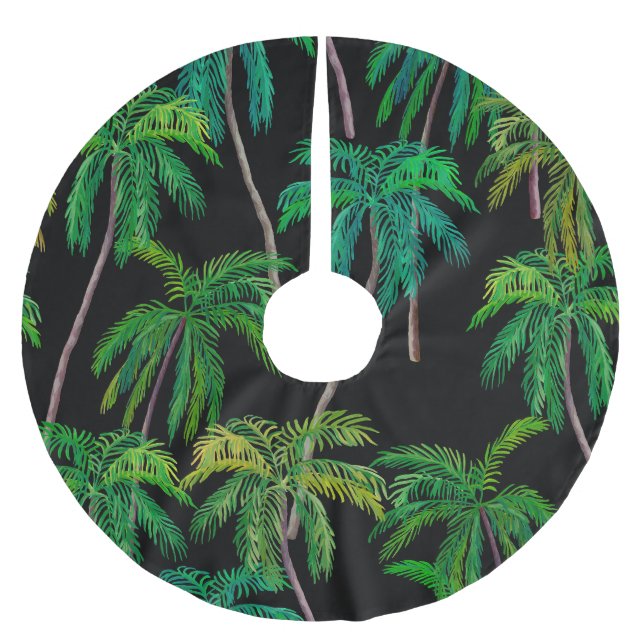 Palm Trees: Acrylic Summer Pattern. Brushed Polyester Tree Skirt (Front)