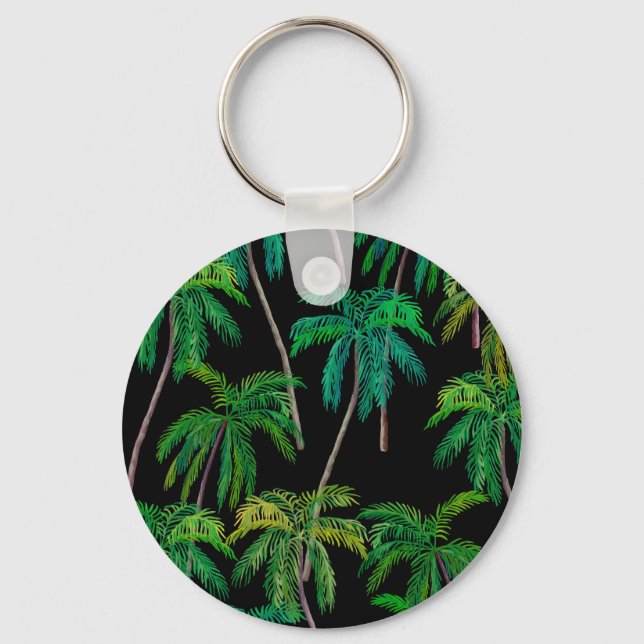 Palm Trees: Acrylic Summer Pattern. Key Ring (Front)