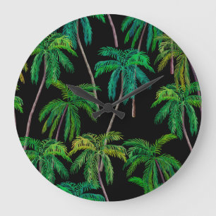 Palm Trees: Acrylic Summer Pattern. Large Clock