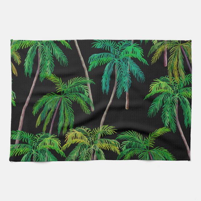 Palm Trees: Acrylic Summer Pattern. Tea Towel (Horizontal)
