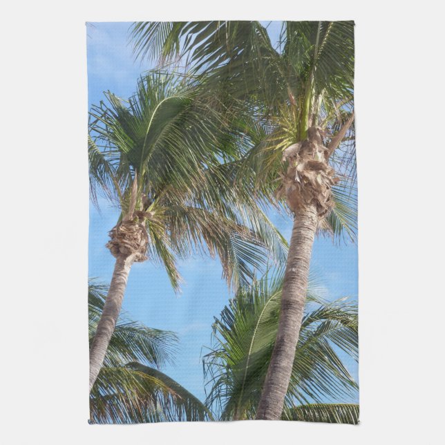 Palm Trees Against Blue Sky Tea Towel (Vertical)