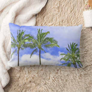 "PALM TREES AGAINST BLUE SKY & WHITE CLOUDS" LUMBAR CUSHION