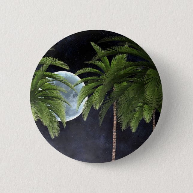 Palm Trees Against the Moon 6 Cm Round Badge (Front)