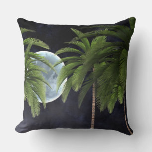 Palm Trees Against the Moon Cushion