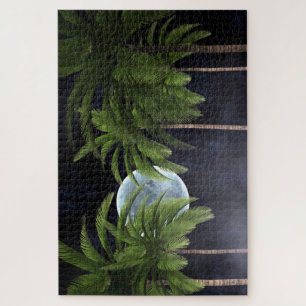 Palm Trees Against the Moon Jigsaw Puzzle