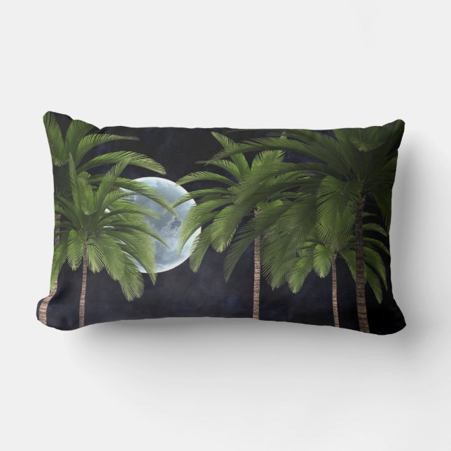 Palm Trees Against the Moon Lumbar Cushion (Front)