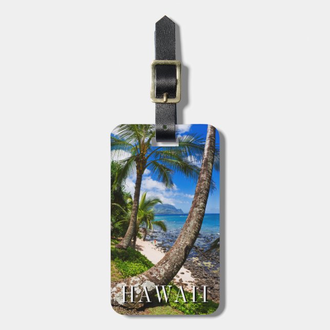 Palm Trees Along Hideaways Beach Luggage Tag (Front Vertical)