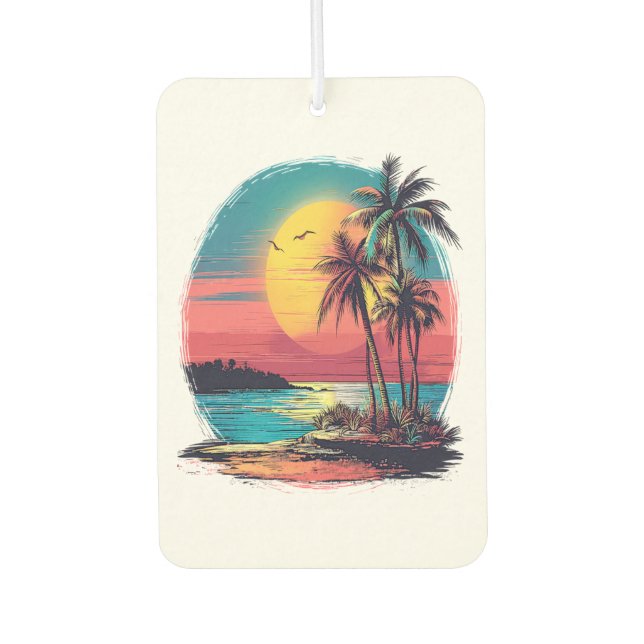 Palm trees and beach car air freshener (Front)