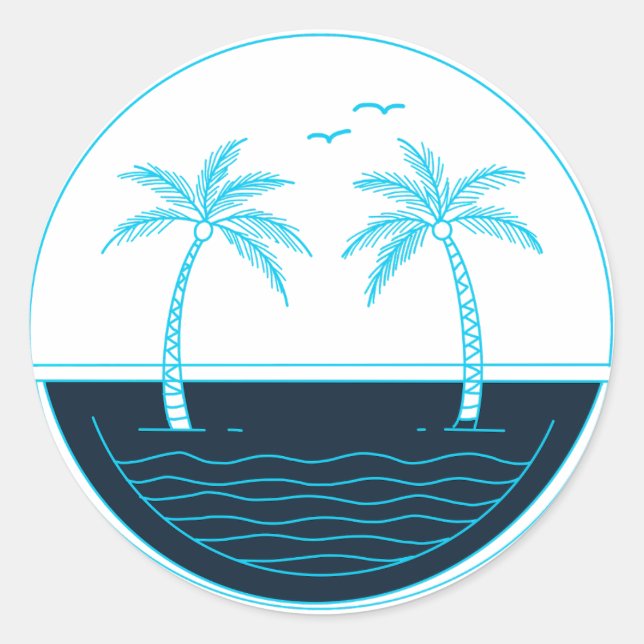 Palm trees and beach  classic round sticker (Front)