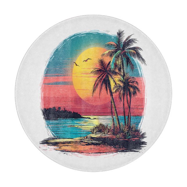 Palm trees and beach cutting board (Front)