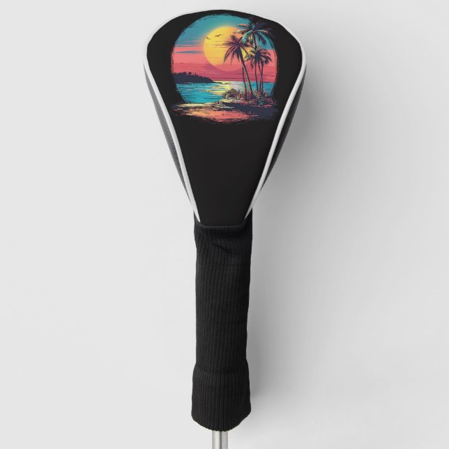 Palm trees and beach golf head cover (Front)