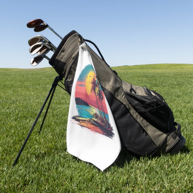 Palm trees and beach golf towel (Green)