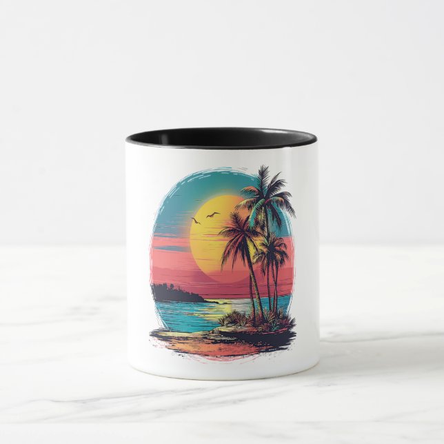 Palm trees and beach mug (Center)