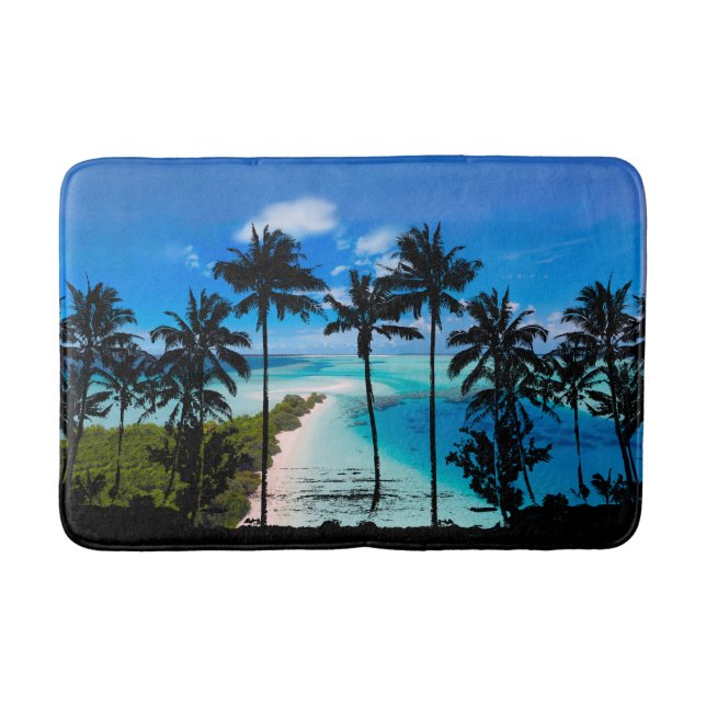 Palm Trees And Beach Scene Bath Mat (Front)