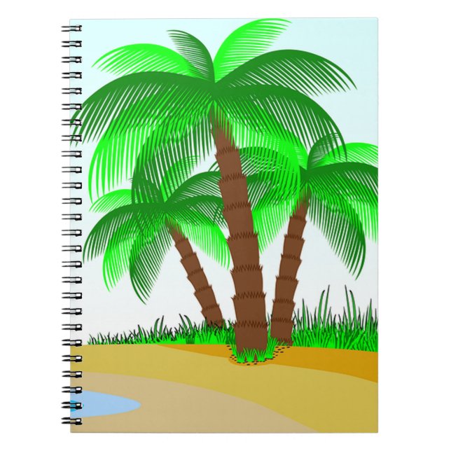 Palm Trees and Beach Spiral Notebook (Front)