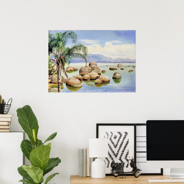 Palm Trees and Boulders, Bay of Rio, Poster (Home Office)
