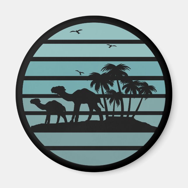 palm trees and camels  magnet (Front)