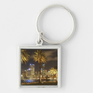 Palm Trees and CBD at Night, Sydney, New South Key Ring