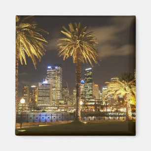 Palm Trees and CBD at Night, Sydney, New South Magnet
