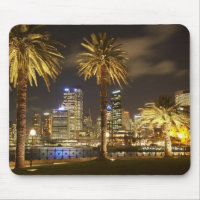 Palm Trees and CBD at Night, Sydney, New South
