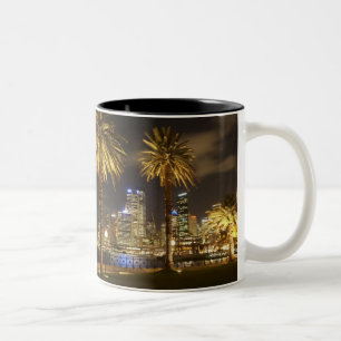 Palm Trees and CBD at Night, Sydney, New South Two-Tone Coffee Mug