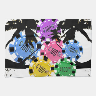 PALM TREES AND CHIPS TEA TOWEL