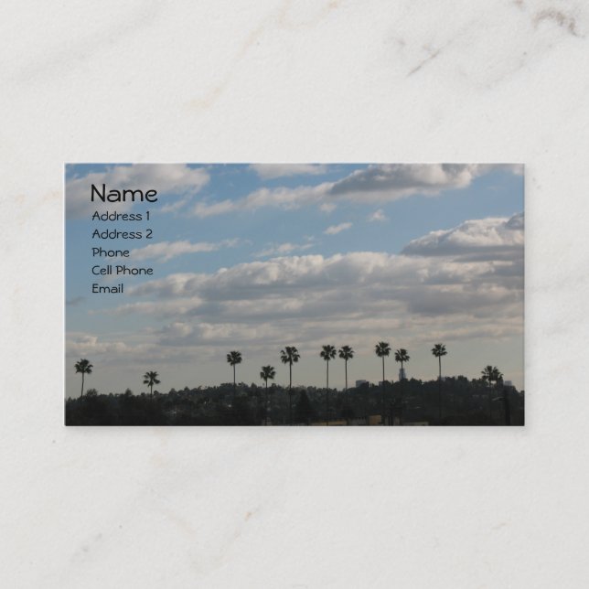 Palm Trees and clouds Business Card (Front)
