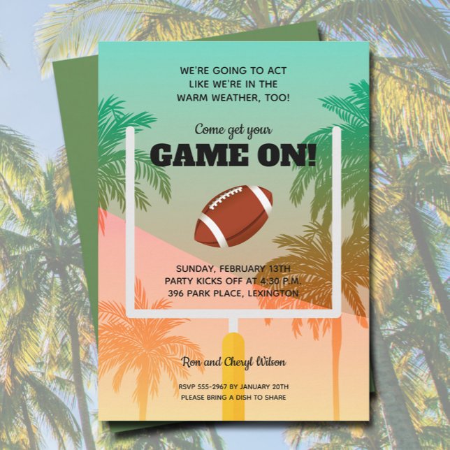 Palm Trees and Football Uprights Party Invitation (Creator Uploaded)