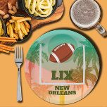 Palm Trees and Football Uprights Party Paper Plate<br><div class="desc">Football game day paper plates - in 2 sizes,  super fans will love featuring palm trees and a football sailing through the uprights. Perfect invitations for the big game February 13,  2022 in Los Angeles. MATCHING party invitations,  plates,  napkins and more in our store.</div>