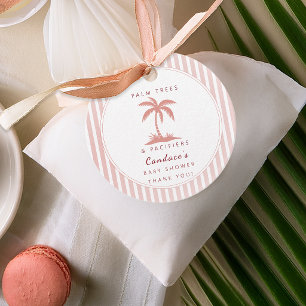 Palm Trees and Pacifiers Pink Coastal Baby Shower Favour Tags