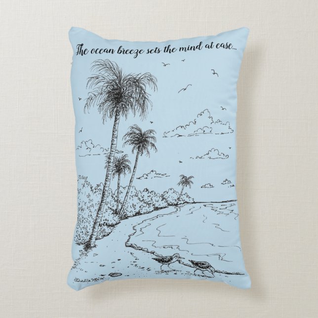 Palm Trees and Sandpiper Beach Life Decorative Cushion (Front(Vertical))