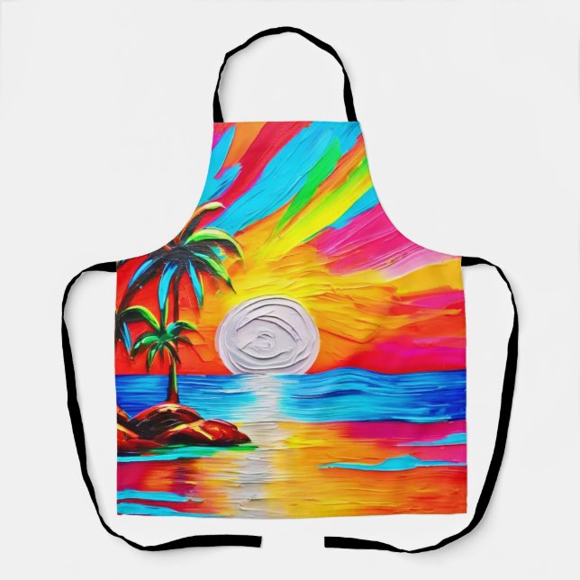 Palm Trees and Sunset Glow Painting Apron (Front)