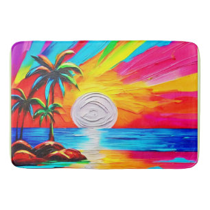 Palm Trees and Sunset Glow Painting Bath Mat
