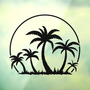 Palm Trees And Sunset in Black