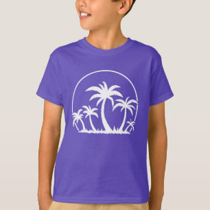Palm Trees And Sunset in White T-Shirt
