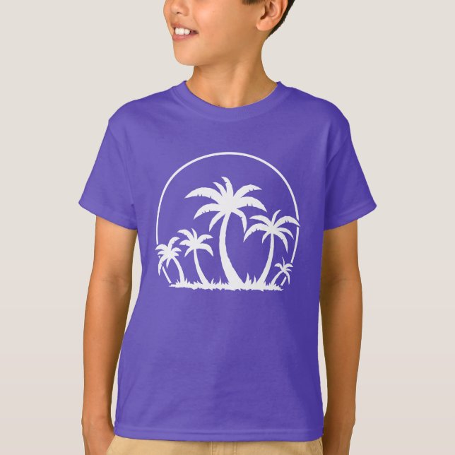 Palm Trees And Sunset in White T-Shirt (Front)