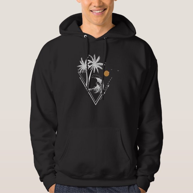 Palm Trees And Waves Fun Vacation Beachwear Hoodie (Front)