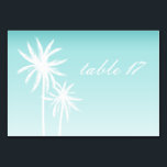 Palm Trees Aqua Wedding Table Number Card<br><div class="desc">A wedding table number place card featuring an illustration of two palm trees over an aqua ombre background.</div>