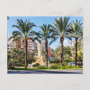 Palm trees around the Luceros roundabout, Alicante Holiday Postcard
