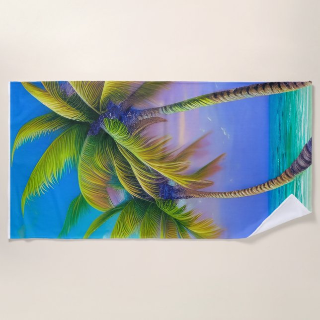Palm Trees as Night Falls Tropical  Beach Towel (Front)