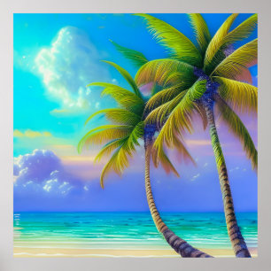 Palm Trees as Night Falls Tropical  Poster