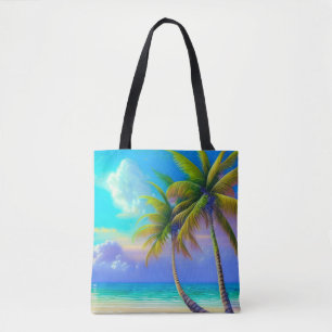 Palm Trees as Night Falls Tropical  Tote Bag