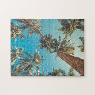 Palm Trees at Tropical Beach Vintage Jigsaw Puzzle